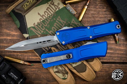 Microtech Combat Troodon Gen III OTF Automatic Knife Navy 4" Dagger Apocalyptic Stonewash 1142-10APNA