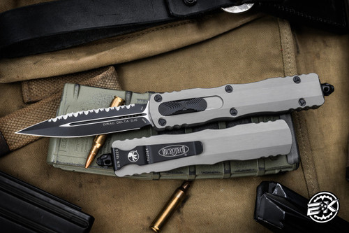 Microtech Dirac Delta OTF Automatic Knife Black 3.75" Dagger Natural Clear Serrated 227-3NC