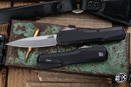 Kershaw LiveWire OTF Automatic Knife Black Aluminum 3.45" Stonewash 9000