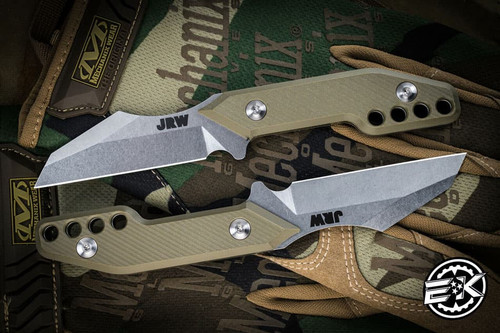 JRW Knives Traitor OD Green Fixed Blade 2.75" Wharncliffe MagnaCut Stonewash